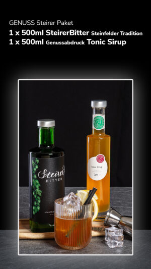GenussteirerPaket 1 Fl. SteirerBitter Steinfelder Tradition 500ml + 1 Fl. Genussabdruck Tonic Sirup 500ml